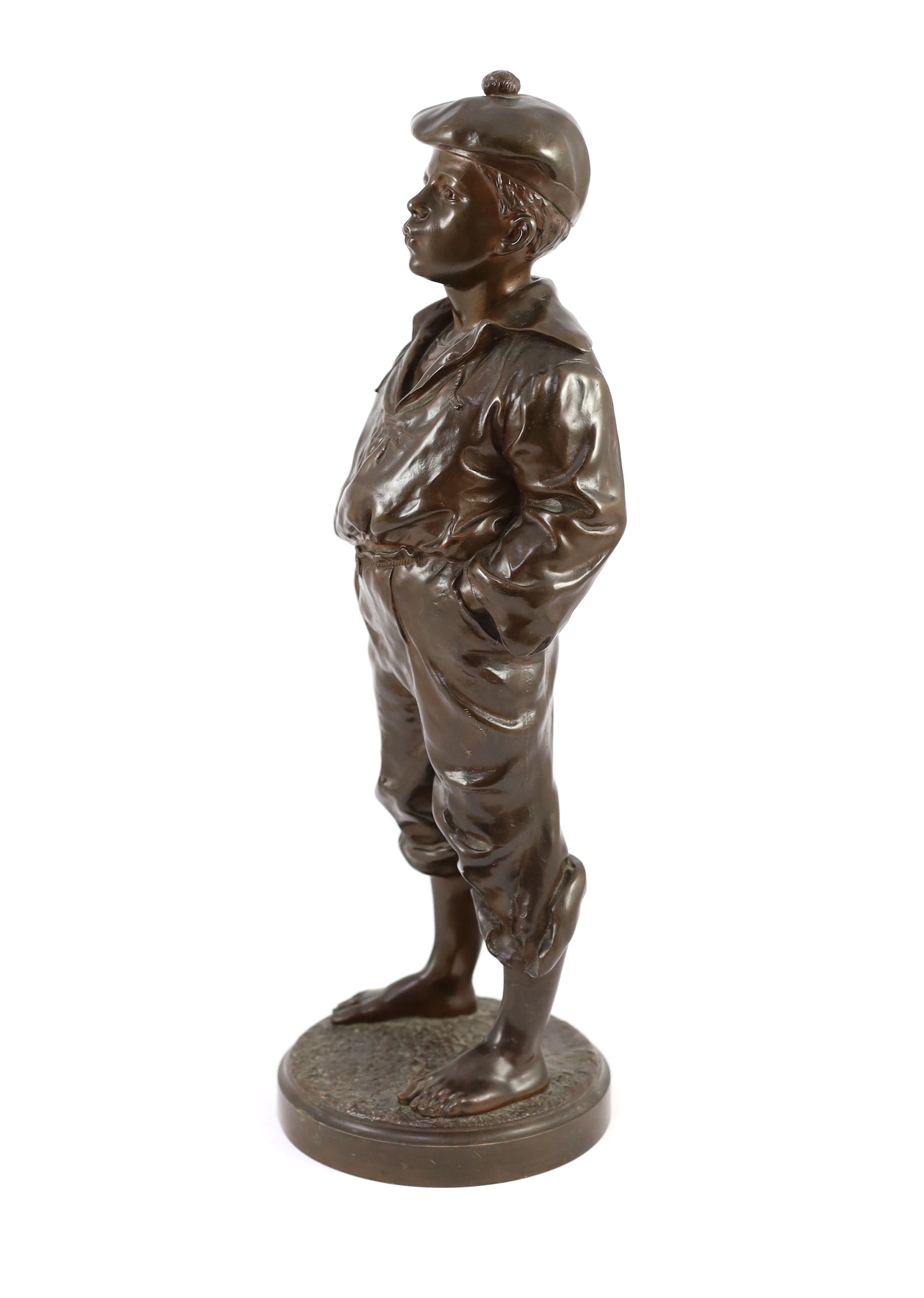 Vaclaw (Victor) Szczeblewski (Polish, 19th century). A bronze figure 'Mousse Le Siffleur', study of a street urchin, 41cm